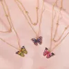 Pendant Necklaces Vintage Multicolor Butterfly Pendants Necklace For Women Charms Animal Beads Clavicle Chain Collier Collar Jewelry
