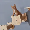 고양이 가구 스크래치 가정용 벽 마운트 고양이 등반 프레임 단단한 나무 점프 플랫폼 둥근 계단 내구성 스프링 보드 230309