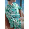 Kvinnors blusar Green Polo Collar Floral Print Chiffon Shirt Kvinnor Långärmad vår Summer Korean Fashion Office Button Up Top Trend
