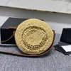 Mini Hasır Çanta Küçük Yuvarlak Çanta En Kaliteli Dairesel Deri Çantalar Moda Tasarımcısı Lüks Kadın Crossbody Omuz Çantaları Debriyaj Çanta Altın Donanım Oymak