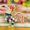 Nyckelringar Ganska söta Opals Cock Rooster Chicken Keychains Utsökta Crystal Bag Pendant Key Ring Key Chains Gift Jewelry Llaveros K131