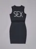 Casual Dresses 2023 Kvinnors högkvalitativa svart diamantpärlor Sexig Skinny Mini Bandage Dress Elegant Club Party Vestidos