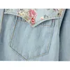 Camisas de blusas femininas camisa de jeans de outono plus size 4xl feminino feminino de impressão superior trabalha jeans de manga longa camisa vintage azul ab327 230406