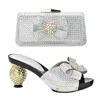 Sandals Arrival African Women Shoes and Bag Set Decorated with Rhinestone Luxury Shoes Women Designers Slip on Shoes for Women 230309