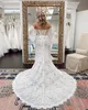 Plus Size Lace Wedding Dress 2023 Detachable Billowing Sleeves vestidos de novia Beach Garden Castle Chapel robe de mariee Long Train Bohemian Boho Mermaid