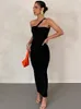 Casual jurken mozision sexy backless maxi jurk voor vrouwen gewaad winter off-shoulder mouwloze bodycon ruched lange vestido