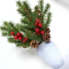 Fleurs décoratives 1 PC Fournitures De Noël Simulation En Plastique Branche De Pin Rouge Baies DIY Arbre De Noël Décoration Arrangement De Fleurs Matériel