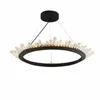 Kroonluchters Moderne luxe LED Dimbare kroonluchter Black Gold Metal Living Room Pendant verlichting K9 Crystal Verstelbare Hang Lamp