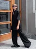 Women's Tracksuits Summer Women Black Satin Two Piece Set Casual Half Sleeve Shirts Mopping Pants Suit 2022 Female Fashion Streetwear Outfits L230309