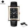 Wristwatches 2023 WWOOR Blakck Square Men Watch Classic Luxury Business Quartz Clock Man Leather Waterproof Date Wristwatch Relogio