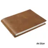 Anteckningar Aiguoniu första lager Cowhide A4 Size Ring Planner äkta läder horisontella anteckningsblock Retro Sketchbook Business NotebookWholesale 230309