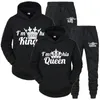 Herrspårar älskare Lover Tracksuit Hoodies Printing Queen King Par Sweatshirt Plus Size Hooded Clothies Hoodies Women Two Piece Set 230309