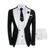 Męskie garnitury biało pan młody męski ślub w garniturze Zielone Slim Fit Men Men Formal Business Work Wear 3pcs Zestaw (kamizelka spodni)