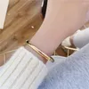 Bangle Simple Fashion Pare Jewelry Gold/Silver Color Lover Titanium Steel 18k Gold Plant Bracelet для мужчин и женщин