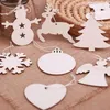 Christmas Decorations 10pcs Exquisite Wooden Pendant Ornament With Strings Cute Hanging Deer Snowman Pattern Home Year Decoration DIY