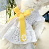 Dog Apparel Pet Clothes Flower Dress Hollow Out Bow Princess Thin Style Comfortable Dresses For Small Dogs Products