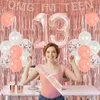 Other Event Party Supplies JOYMEMO 13th Birthday Decorations Rose Gold Balloon OMG UR A Teenager Sash Curtains Banner for Girls 13 Years Old Birthday Party 230309