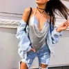 Women's Knits Tees Women's Crop Tops Elegant Metal Tube Top Halter Sequined Loose Solid Camisole Tops Sexy Clubwear Backless Bralette Summer Camis W0306