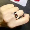 Cluster Rings Man Ring With Natural Ruby Strong Muscular Power Birthstone Oval Gem Real 925 Silver Birthday Gift Good Luck