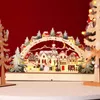 Juldekorationer bord ornament för hemt upplyst hus trä mittstycken ledde semester middag fester figurechristmaschristmaschristm