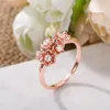 Bagues de Grappe CAOSHI Bague Fleur pour Femme Élégante Design Délicat Cristal Lumineux Bijoux de Fête Jeune Femme Or Rose Couleur Déclaration