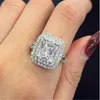 クラシックaaaaa zirconフィンガーリング925スターリングシルバーパーティーウェディングバンドリング女性の男性は婚約ジュエリーギフトを約束します