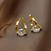 Stud Earrings Luxury Shiny Zircon Cross Fashion Simple Gold Color Water Drop For Woman Party Wedding Jewelry Gifts
