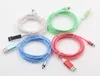 3.3ft /6ft 3A LED Glow Flowing Magnetic Charger Cables Micro type c cable Samsung Android Luminous Magnet Charging Wire with OPP bag