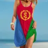 Fritidsklänningar Eritrea Flaggklänning Dammode Ärmlös Bohemisk strandfest Kväll Semester Sexig Midi Strap Girl Sommar