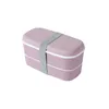 Japanese Lunch Box Plastic Double-Layer Sealed Leak-Proof Food Storage Container Microwavable Portable Bento Boxes Picnic Office Fresh-Keeping Meal Box RRA