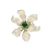 Broszki fxlry moda vintage stereoskopowy kwiat duży dla kobiet błyszcząca cyrkon broszka pin zimowy biżuteria Prezent biżuterii