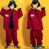 Stage Wear Kids Festival Hip Hop Clothing Red Jacket Vest Tops Cargo Street Jogger Pants For Girl Boy Jazz Dance Costume Teen Clothes