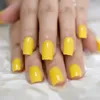 False Nails Long Shiny Bright Yellow Fake Nail Summer Smooth Lively Coffin Simple Tips Manicure