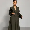 Damen-Nachtwäsche, sexy einfarbiges Schlafkleid, lange Robe, V-Ausschnitt, Ärmel, Homewear, Bademantel, Nachthemd aus Baumwolle, Heimkleidung, lässiger Kimono