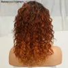 Sentetik peruklar rebecca su dalgası insan saç peruk parça dantel s kadınlar için l brezilya remy vurgu turuncu kıvırcık 16 inç 230227