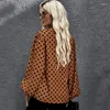 Женские блузки 2023 Осень Свободная мода Женские блузя в горошек. Повседневная рубашка фонарь с длинным рукавом с длинным рукавом.