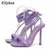 top Arrival Summer Square Toe High Heel Women Sandals Sexy Ankle Strap Ladies Club Stripper Shoes 230306