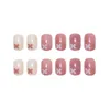 Valse nagels 24 -stks bonenpasta nagel patch vierkante kop lijmlijm type verwijderbare korte paragraaf fashion manicure to