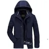 Herrenjacken Winter Herren Zweiteilige Baumwolljacke mit gepolsterter Fleece-Kapuze mittleren Alters und herausnehmbarem Futter M-3XL Herrenmantel