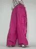 Pantalones de mujer Capris Weekeep Pantalones cargo de gran tamaño Pantalones de chándal de verano con cordones Cinta Low Rise Chic Pink Capris Casual Streetwear Pantalones de mujer 230309