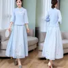 Vêtements ethniques Cheongsam costume été Hanfu femmes amélioré élégant quotidien rétro disque boucle brodé robes de Style chinois