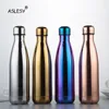 Bouteilles d'eau Personnalisé 500Ml Double paroi Thermos bouteille en acier inoxydable isolé flacon à vide en acier inoxydable Cola tasse bureau cadeau tasse 230309