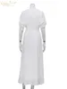 Casual Dresses Clacive White Sexy SingleBreasted Women'S Dress Elegant Short Sleeve VNeck Party Dresses Lady Casual Slim Midi Dress 230309
