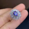 Klusterringar jubileum present Tanzanite Ring naturligt och verkligt bröllopsengagemang för kvinnor 925 Sterling Silver