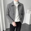 Herrenjacken Frühling Herren Slim Houndstooth Nadel Wolljacke 2023 Mode Hübscher Trend Kurzer dicker Revers Britischer Freizeitanzug