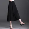 Skirts White Chiffon Square Dance Elastic Waist Skirt High Half Small Long Big Swing Slim MM5XL