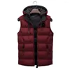 Men's Down 2023 Men Casual Winter Warm Vest Jacket Coat Sleeveless Hooded Zipper Outwear Tops Acolchado Abrigo Hombre Parka