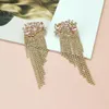 Dangle Earrings Flower Design Crystal Long Tassel For Women Colorful Rhinestones Drop Earring Statement Jewelry UKEN