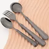 Dinnerware Sets 16Pcs Vintage Black Set 304 Stainless Steel Cutlery Knife Forks Dessert Spoon Tableware Western Kitchen Flatware