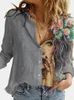 女性用ブラウスシャツゆるいレトロデジタルポートレート印刷女性のシャツカジュアルボタンカーディガン秋のスタイルレディースブラウスロパデミール230309